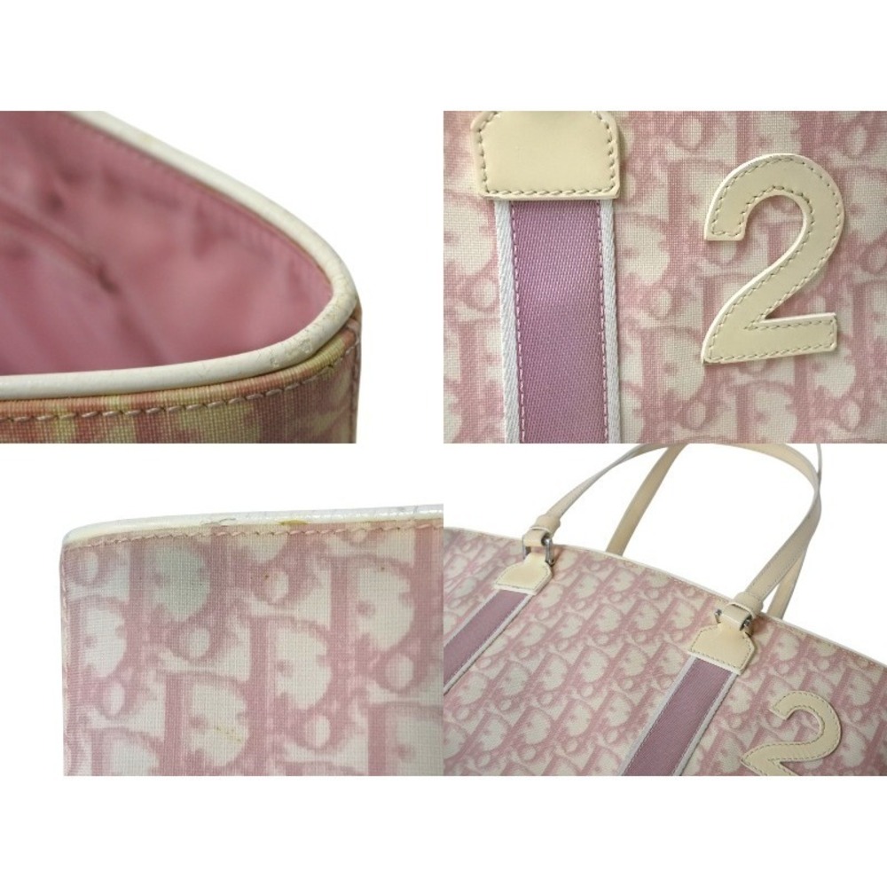 Dior White Canvas Pink Handbag Trotter Christian - Picture 3 of 8